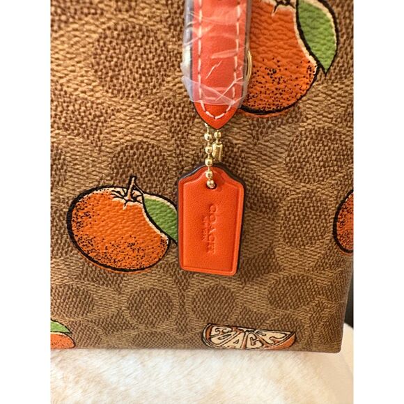 Coach Mollie Satchel Signature Canvas Orange Print Tan Multi NWT Crossbody - Picture 11 of 15